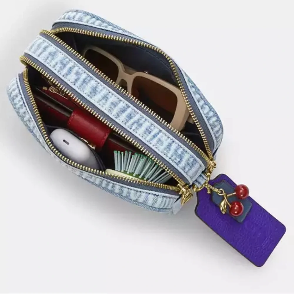 Coach Mini Carey Crossbody Bag In Loved Denim With Charms - Picture 6 of 7